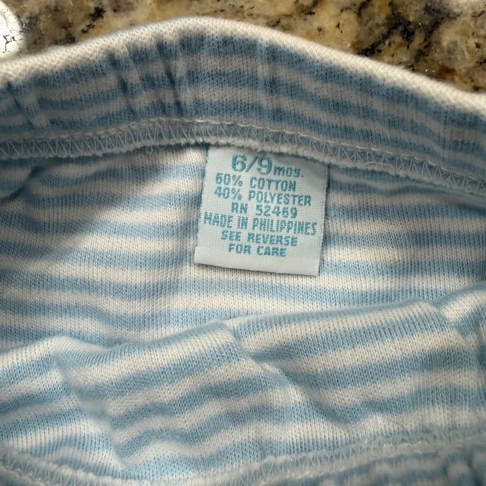 Vintage Baby Blue White Striped Diaper Cover Bloomers 6-9 Months
